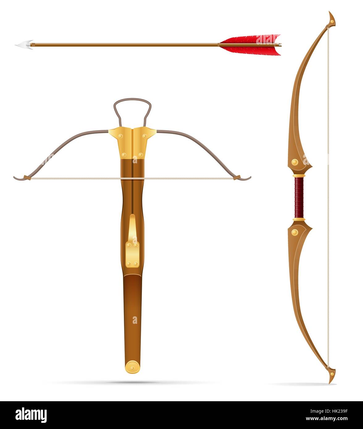 battle crossbow and bow medieval stock vector illustration isolated on