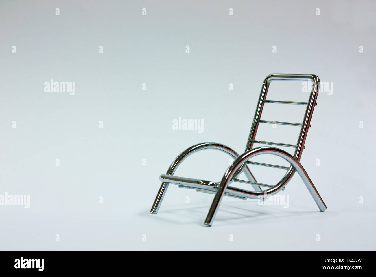 Single Metal Chair On White Background Stock Photo