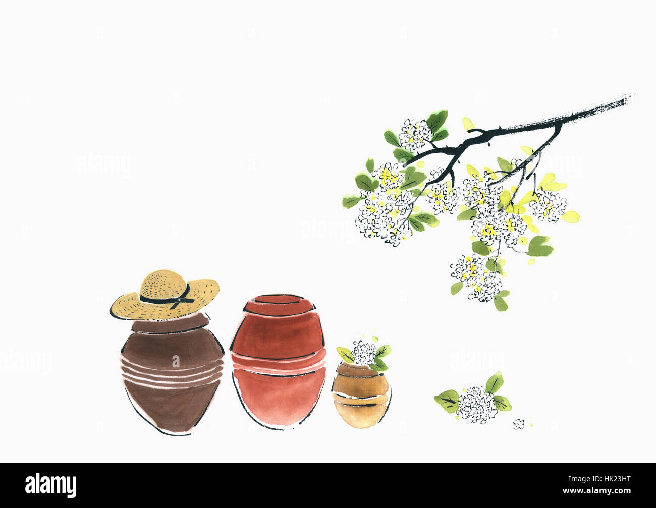 straw hat landscape Stock Photo Alamy