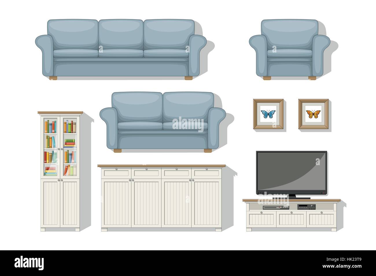 Set of classical living room furniture Stock Vector
