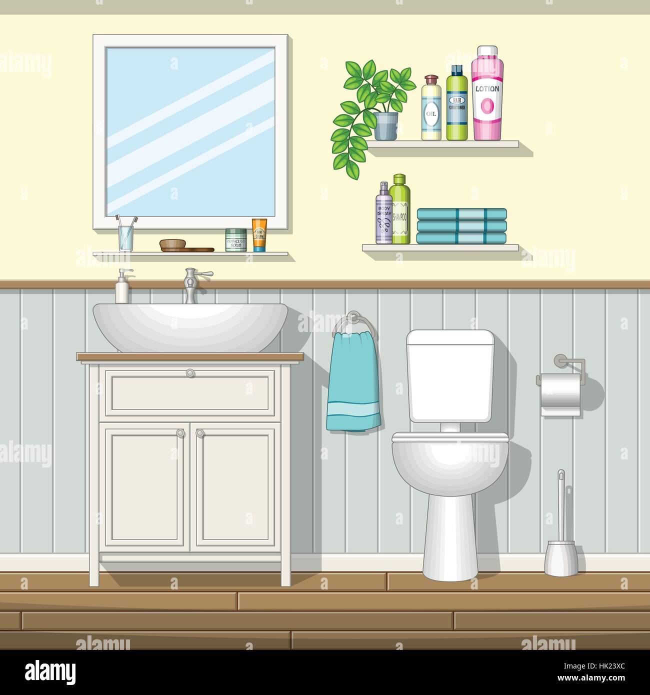 Illustration of a bathroom Stock Vector Image & Art - Alamy