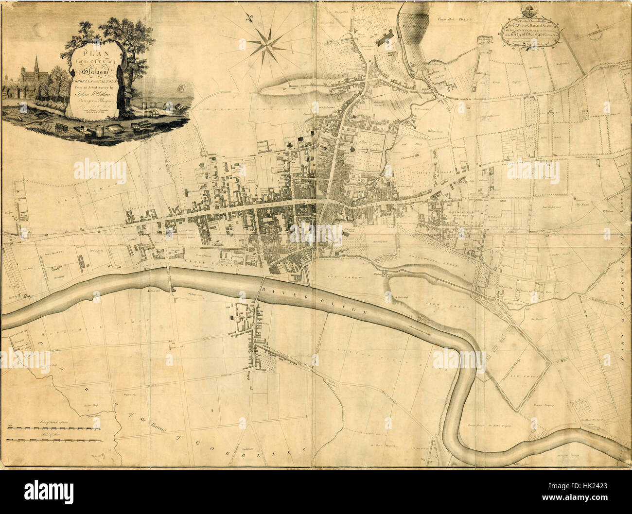 Map Of Glasgow 1778 Stock Photo
