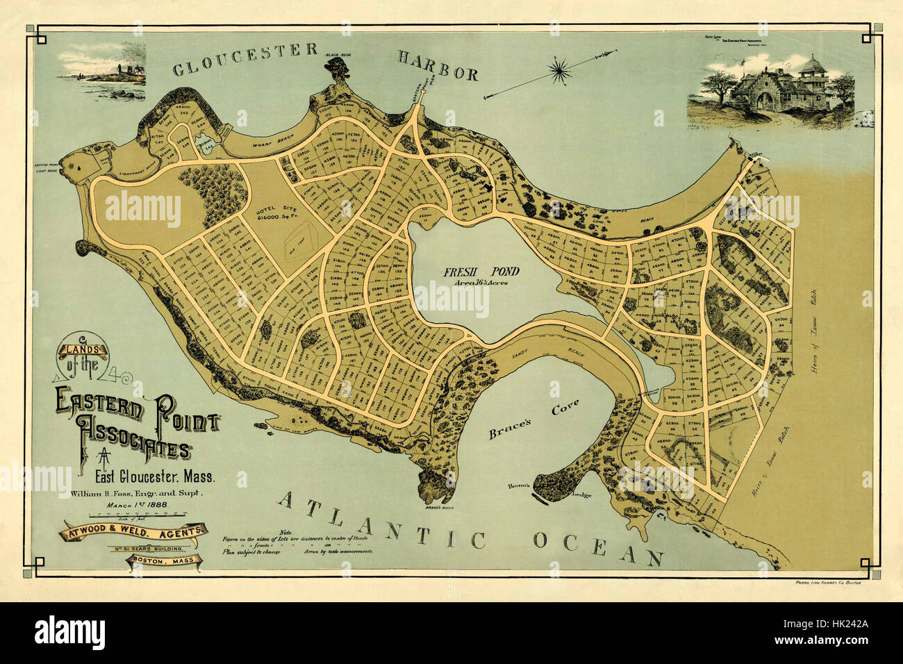 Map Of Gloucester 1888 Stock Photo