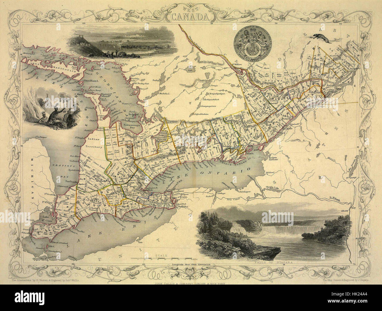 Vintage lakes hi res stock photography - Map Of The Great Lakes 1851 HK24A4