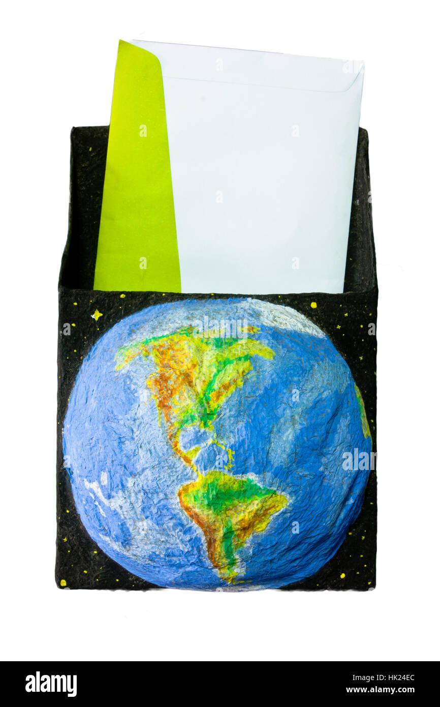 Earth Letter Holder With The Letter Stock Photo
