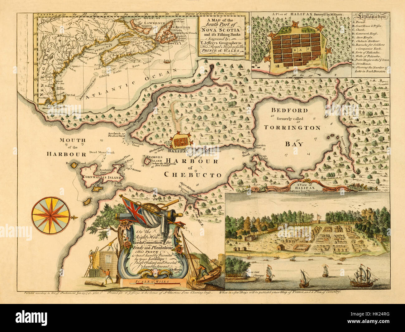 Map Of Halifax 1751 Stock Photo