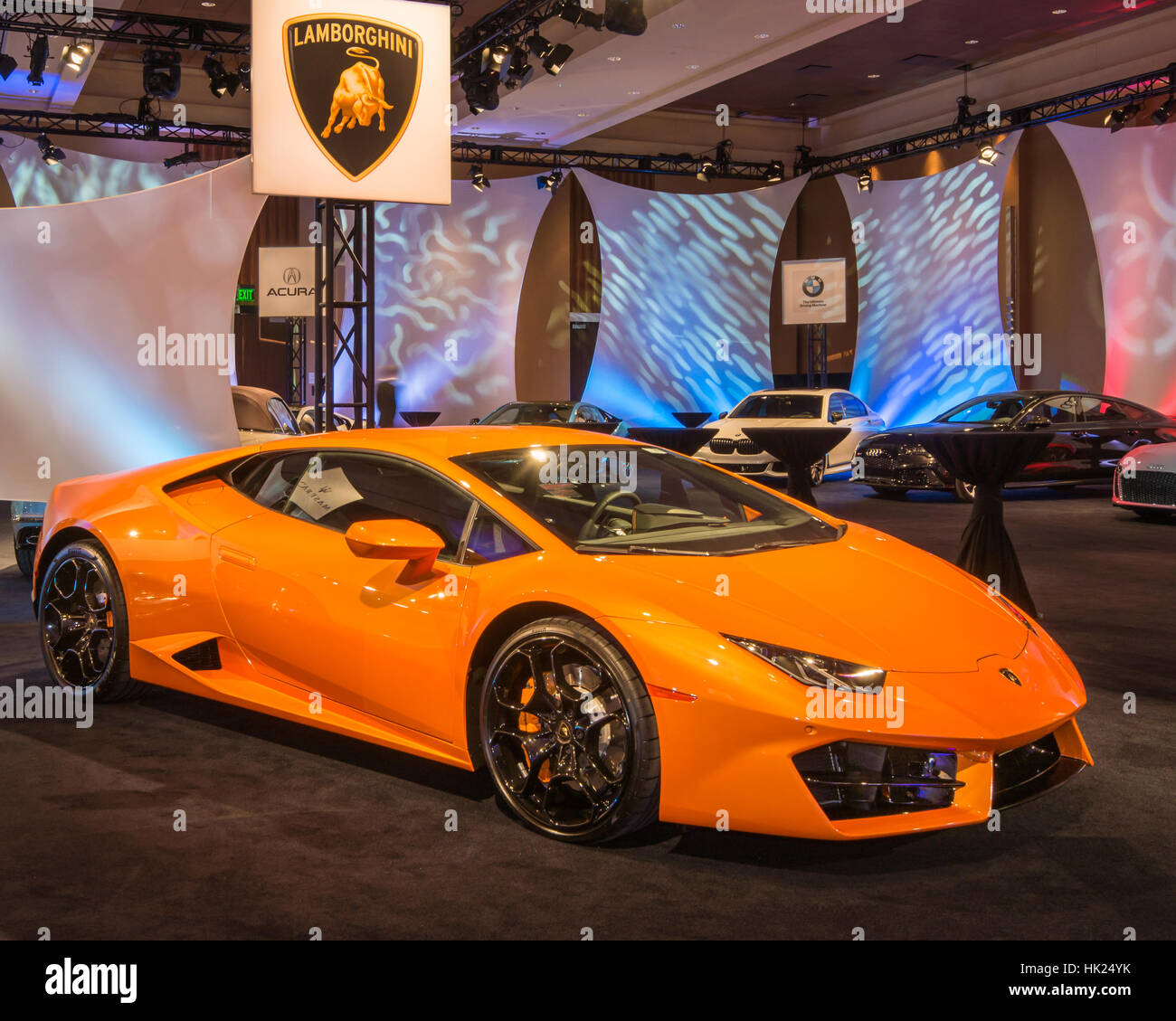 Lamborghini Huracan car at The Gallery / North American International Auto Show (NAIAS). Stock Photo