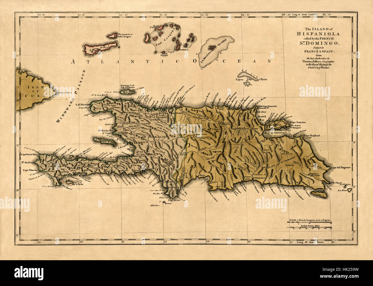 Map Of Hispaniola 1762 Stock Photo - Alamy