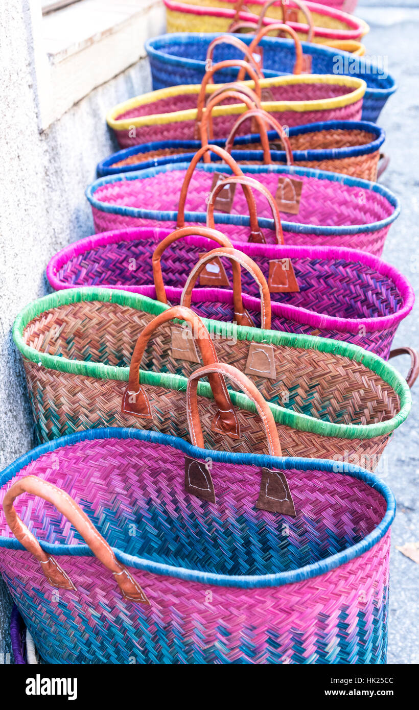 Colourful wicker baskets in a market. France Stock Photo - Alamy