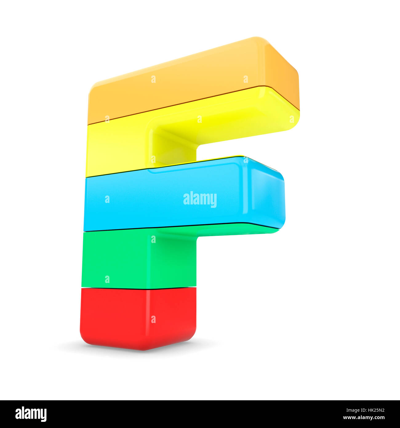 3d multicolor F letter nine isolated white background. Stock Photo