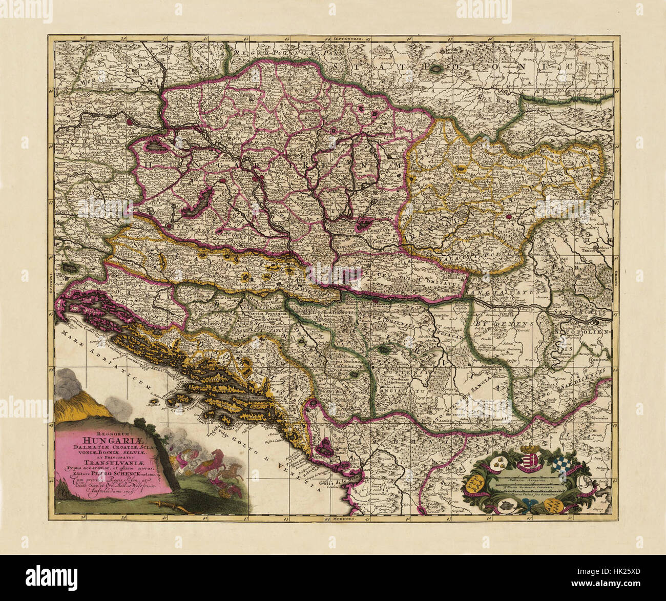 Map Of Hungary 1705 Stock Photo