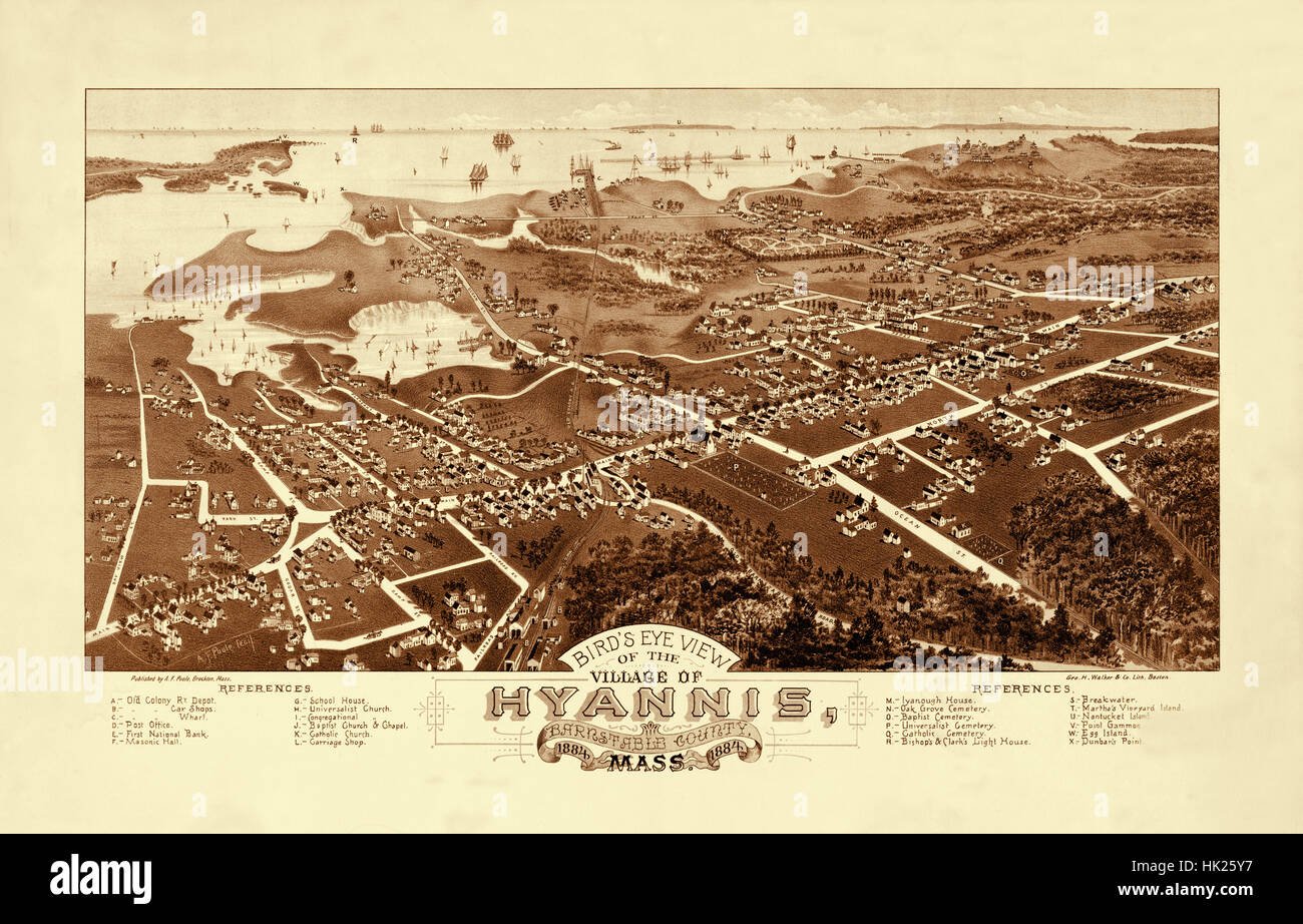 Map of Hyannis 1884 Stock Photo