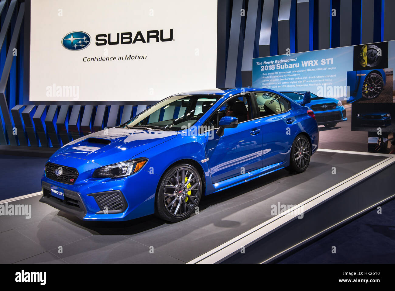 2018 Subaru WRX STI car at the North American International Auto Show  (NAIAS Stock Photo - Alamy
