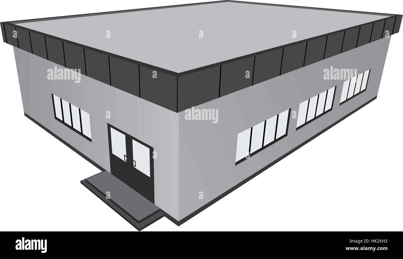 Storey store with a straight roof. Vector illustration. Stock Vector