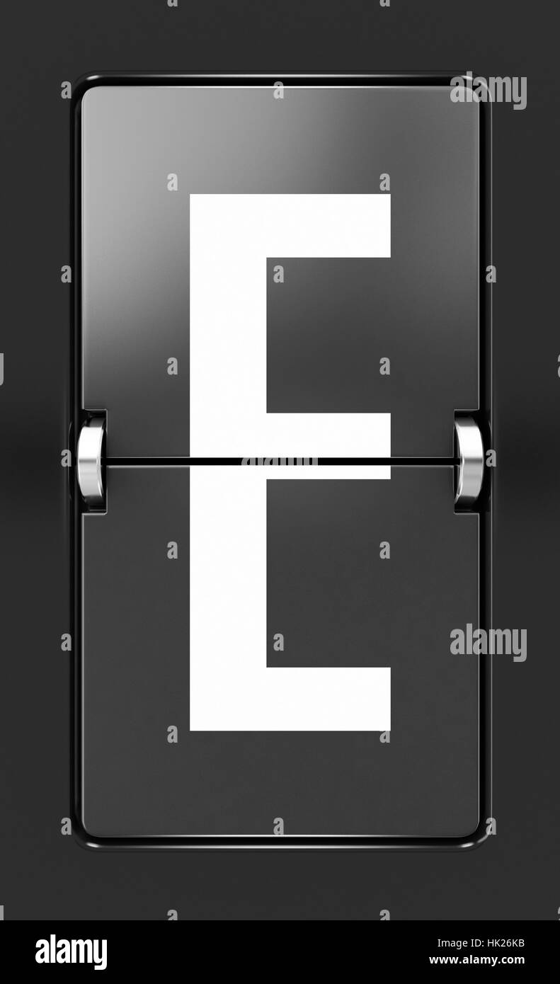 Letter E on a mechanical timetable Stock Photo