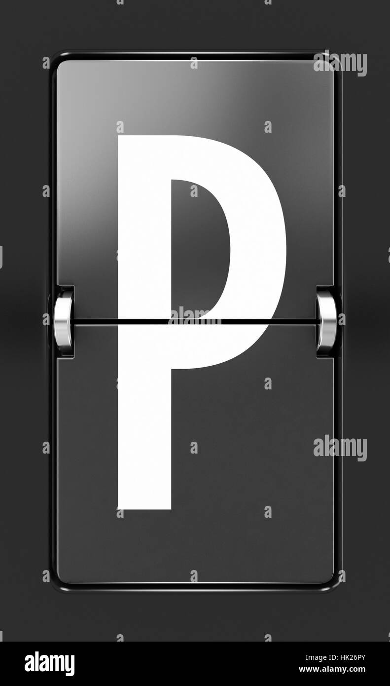 Letter P on a mechanical timetable Stock Photo