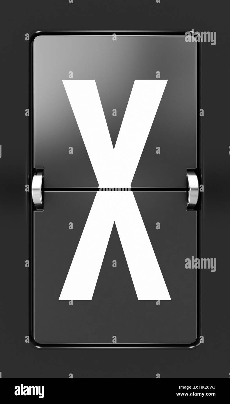 Letter X on a mechanical timetable Stock Photo