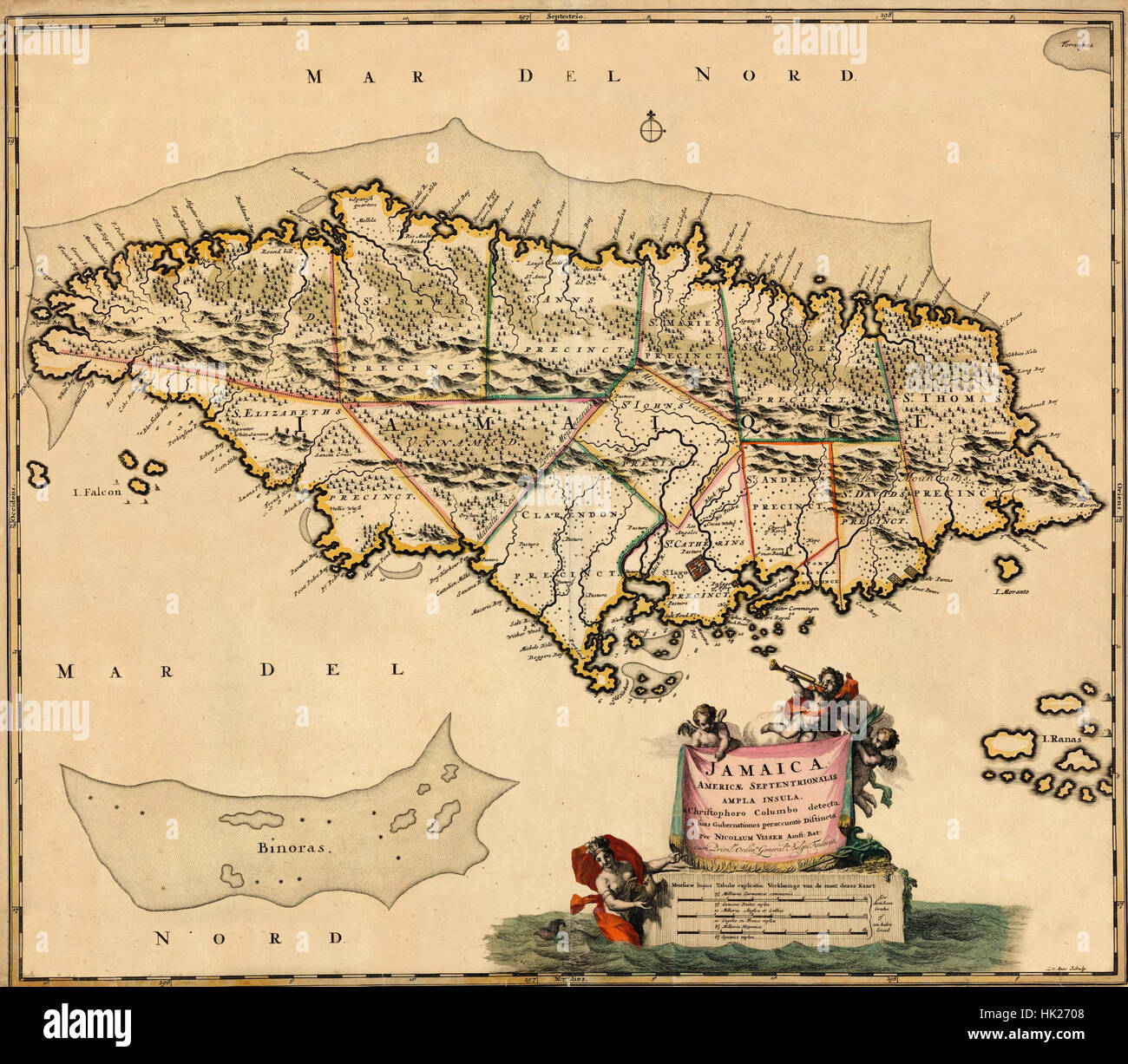 Map Of Jamaica 1690 Stock Photo