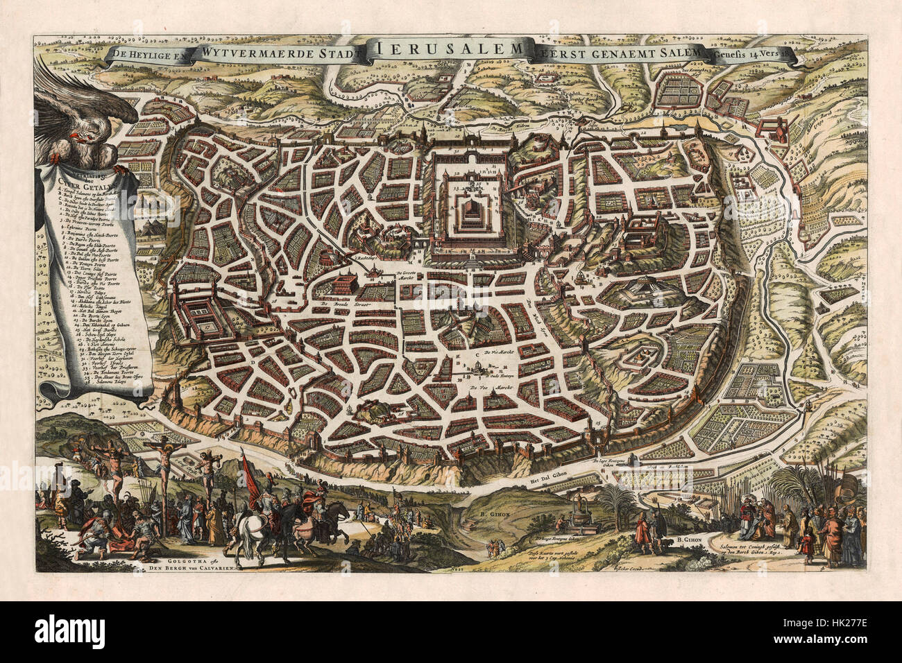 Map Of Jerusalem 1643 Stock Photo