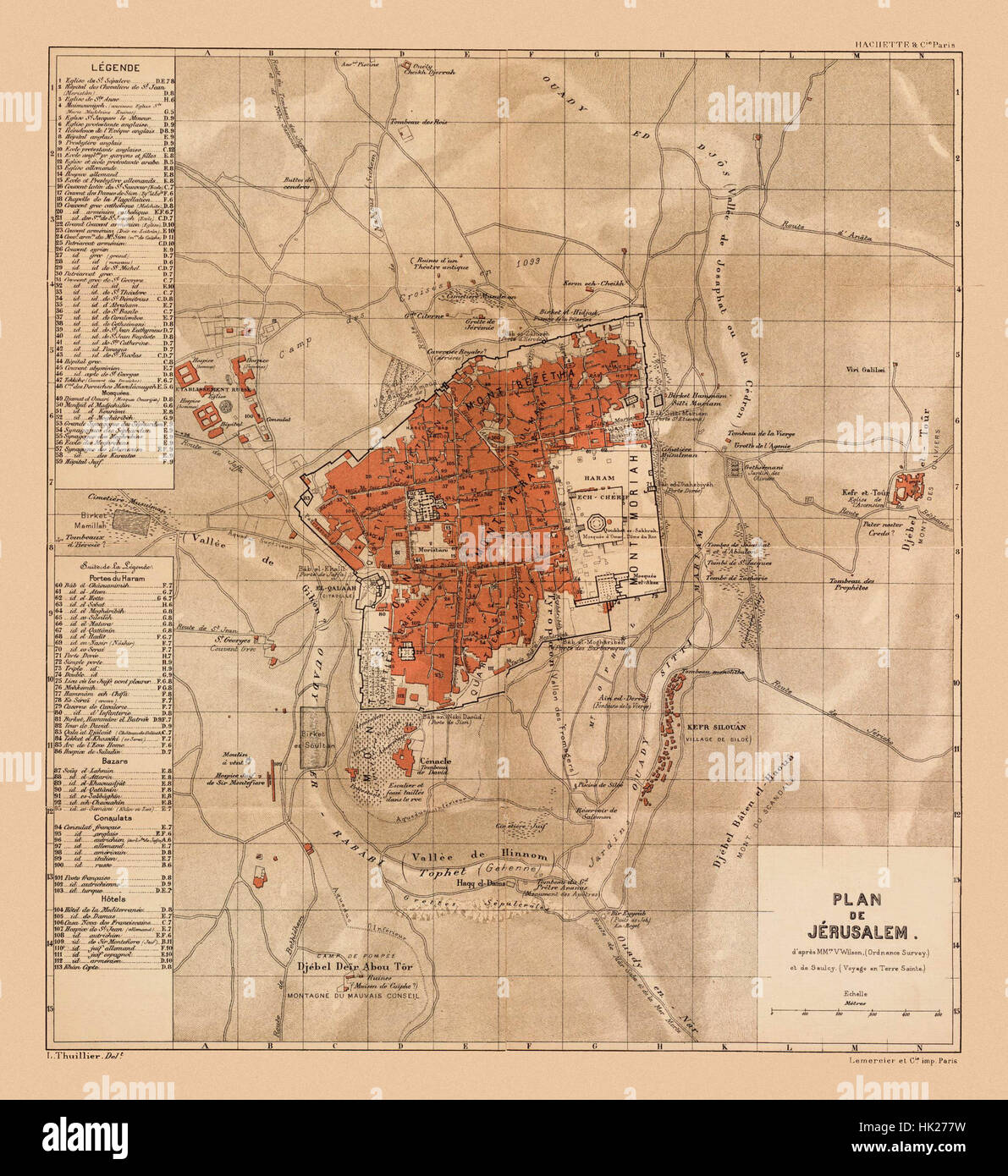 Map Of Jerusalem 1850 Stock Photo