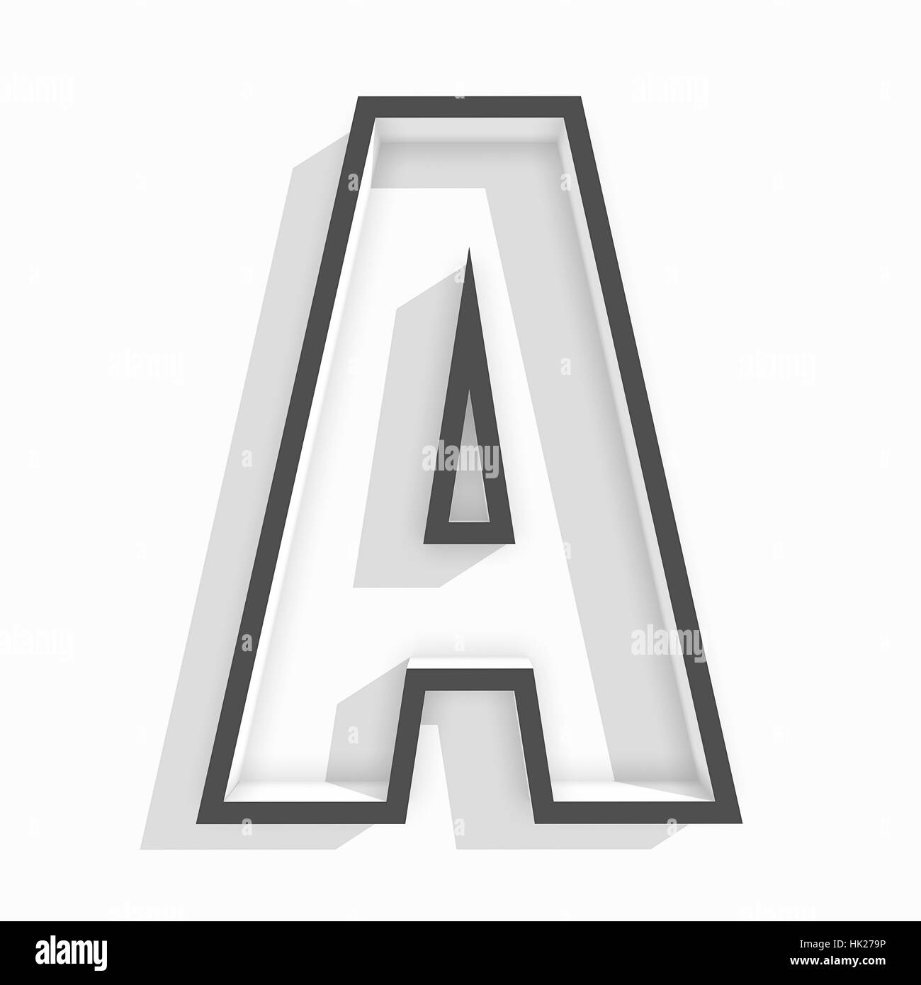 white isolated letter A in white background with shadow Stock Photo