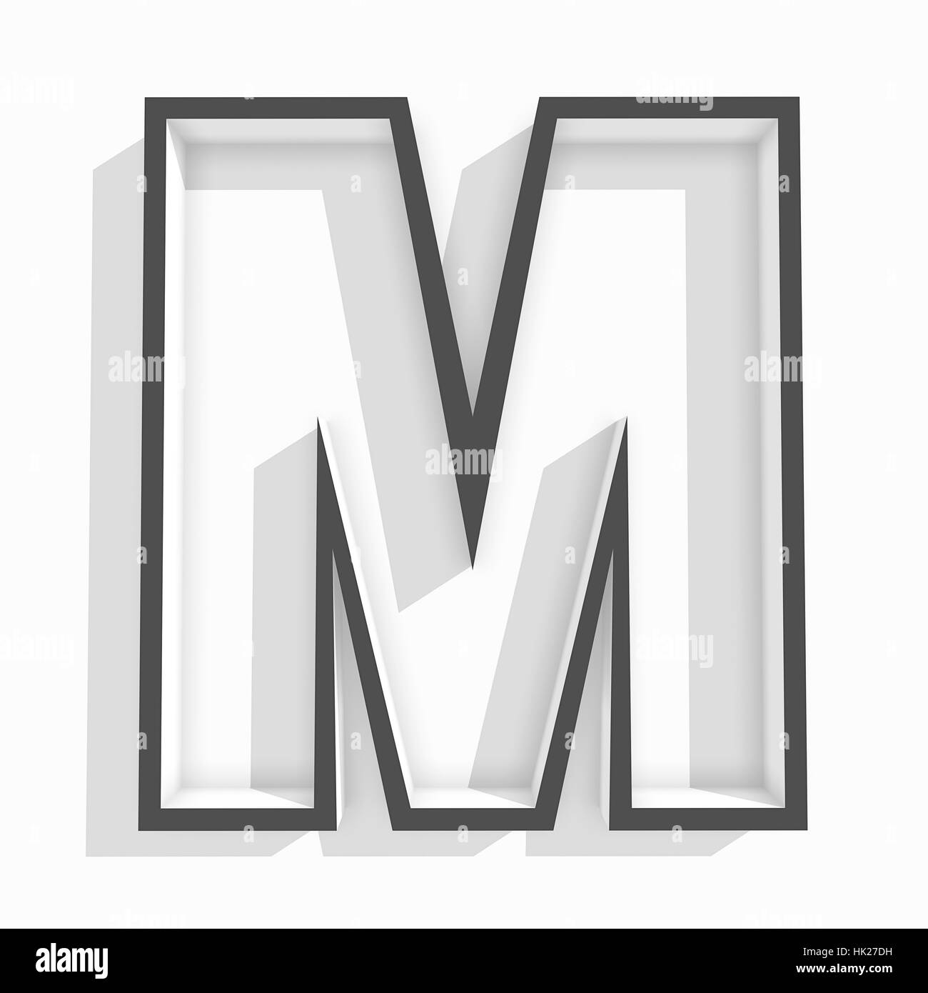 white isolated letter M in white background with shadow Stock Photo - Alamy