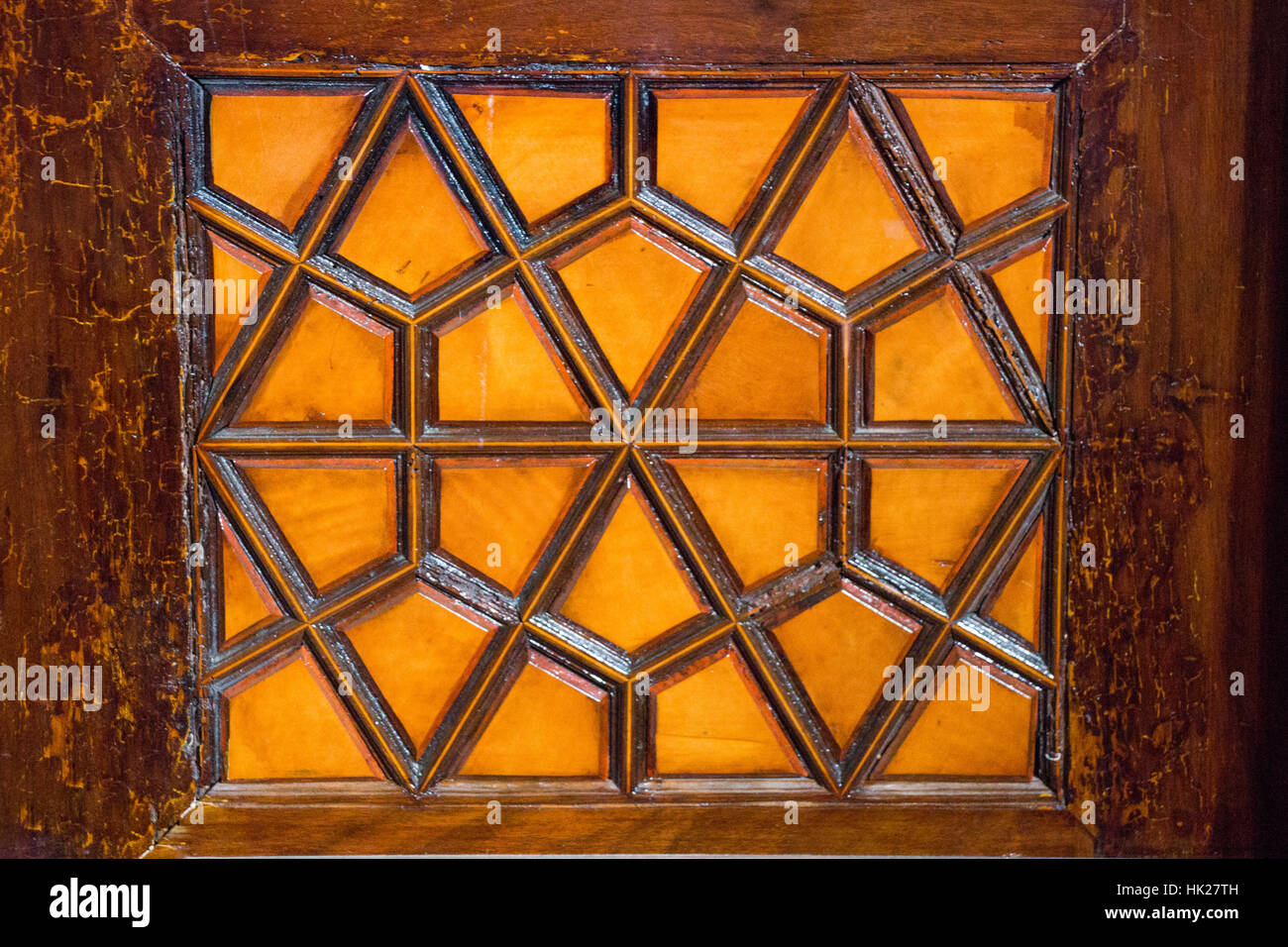 Ottoman art in geometric patterns on wood Stock Photo