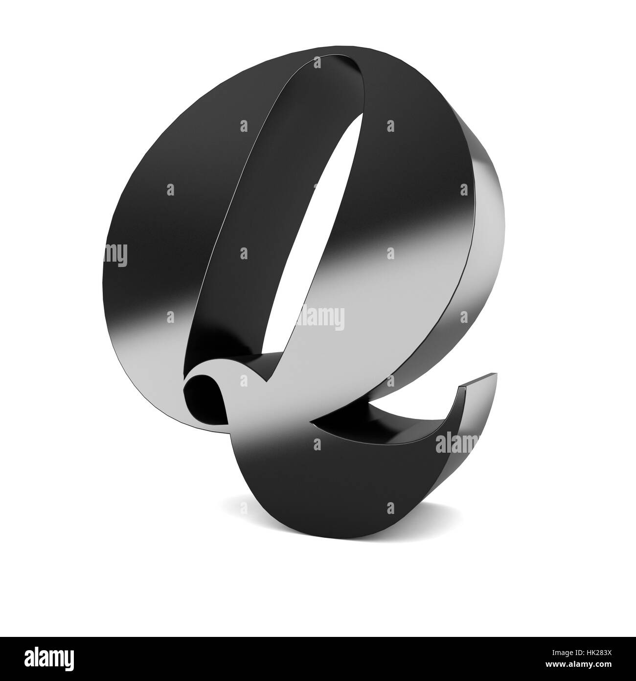 3d black metal letter Q isolated white background Stock Photo