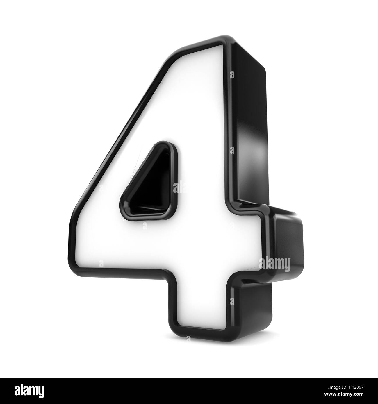 3d black plastic number 4 four isolated white background Stock Photo ...