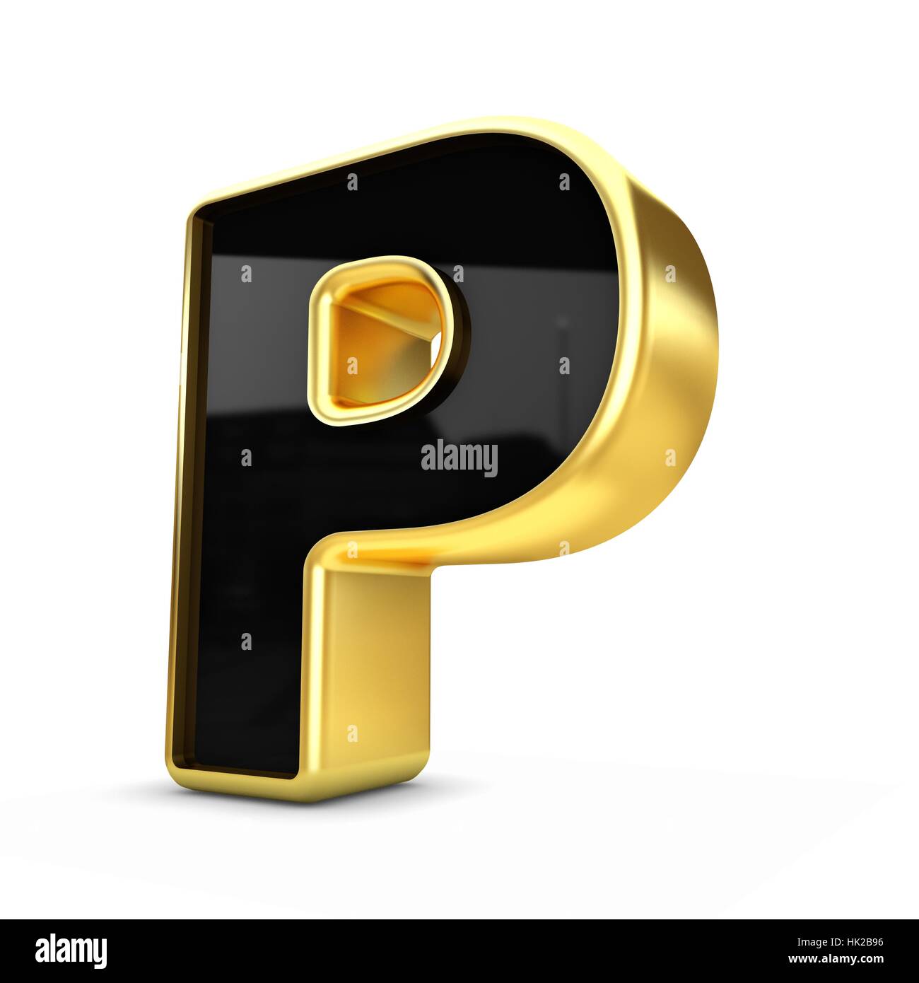 3d gold and black metal letter P isolated white background Stock Photo ...