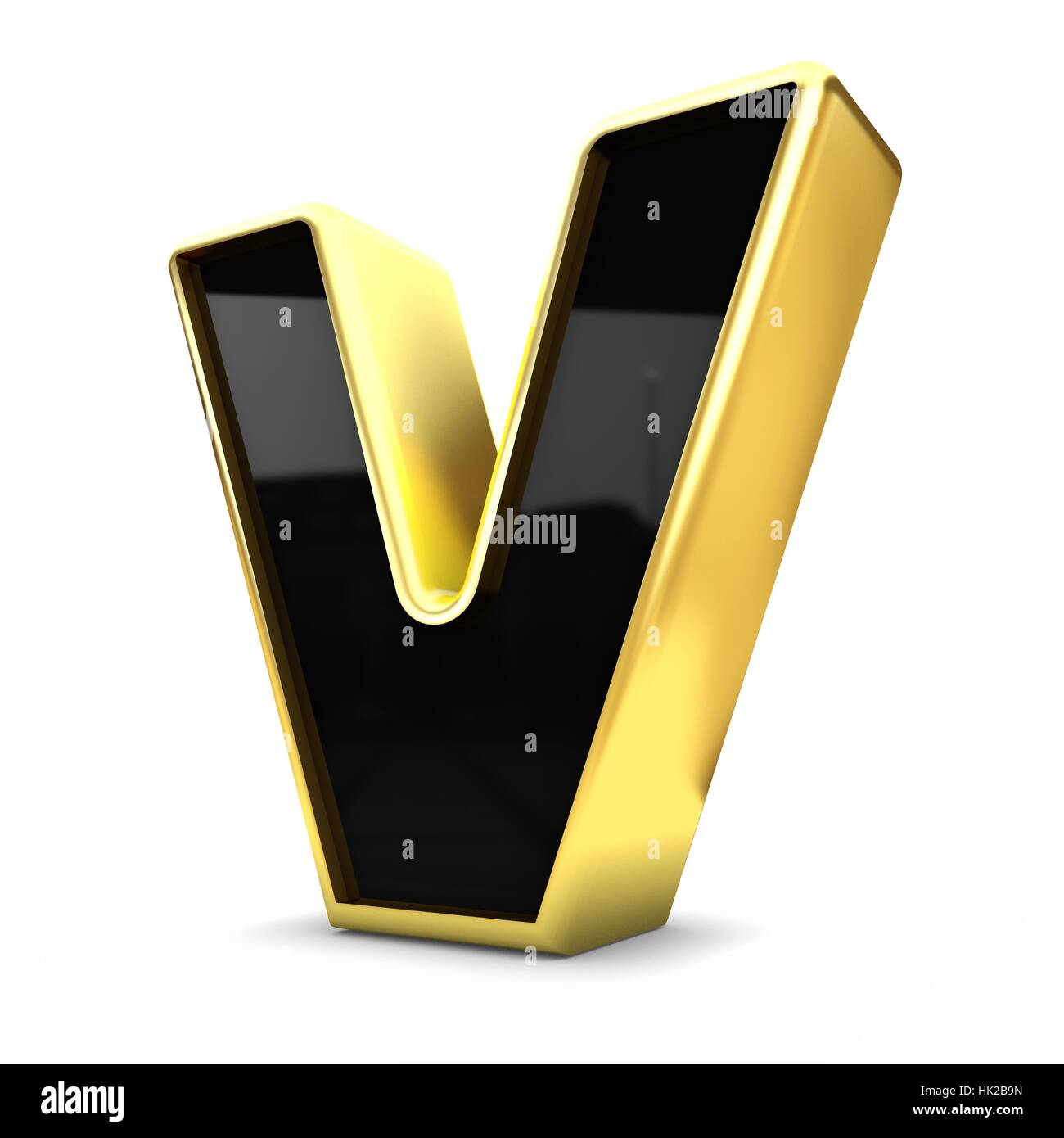 3d gold and black metal letter V isolated white background Stock Photo ...