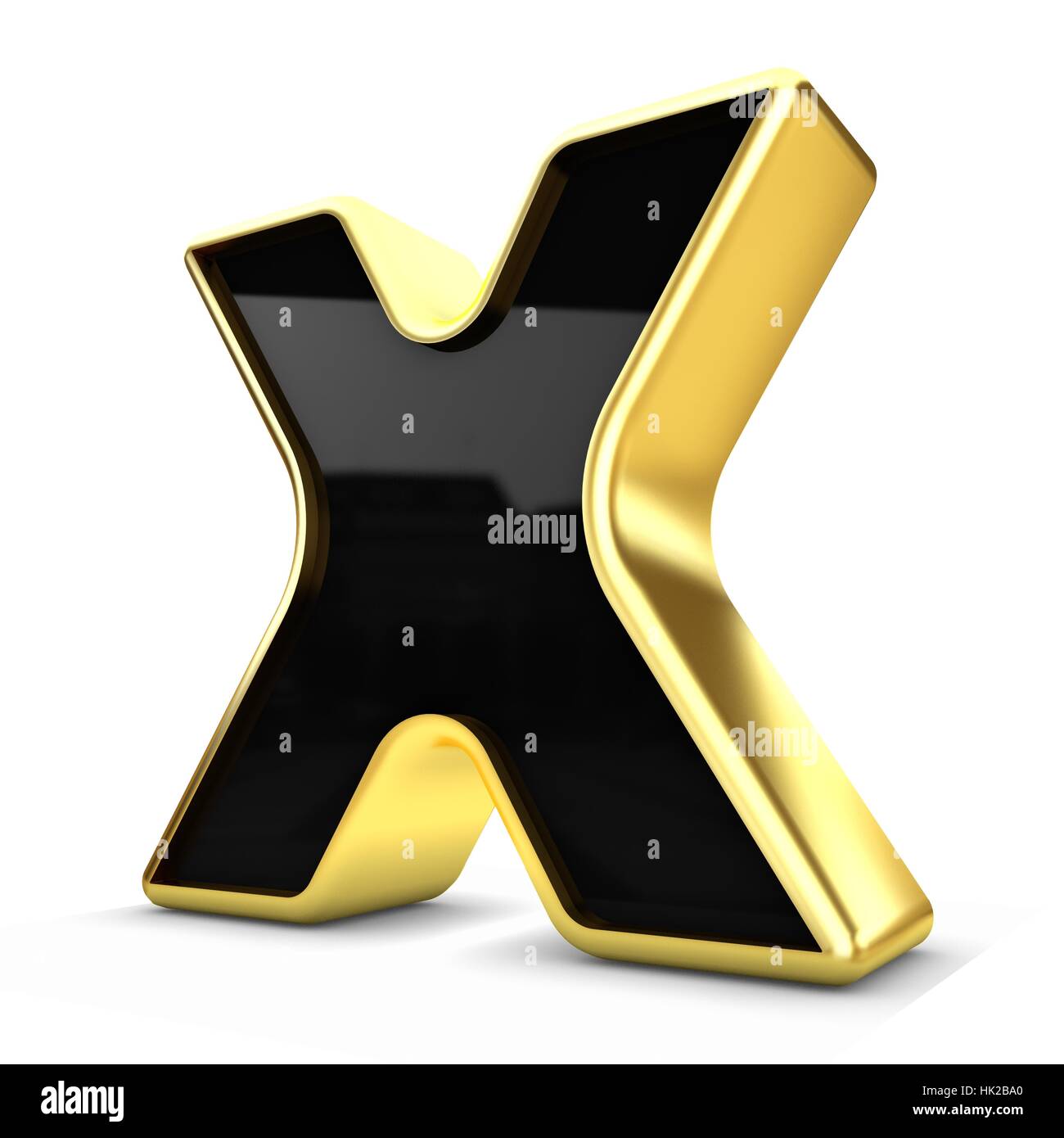 3d gold and black metal letter X isolated white background Stock Photo ...