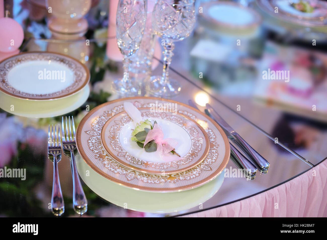 beautiful tableware in the restaurant for a wedding banquet Stock Photo Alamy