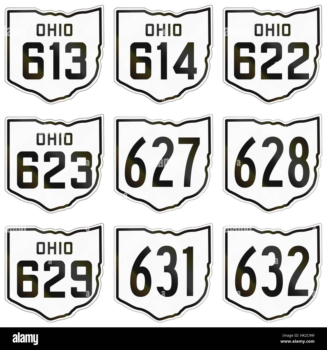 Collection of historic Ohio Route shields used in the United States. Stock Photo