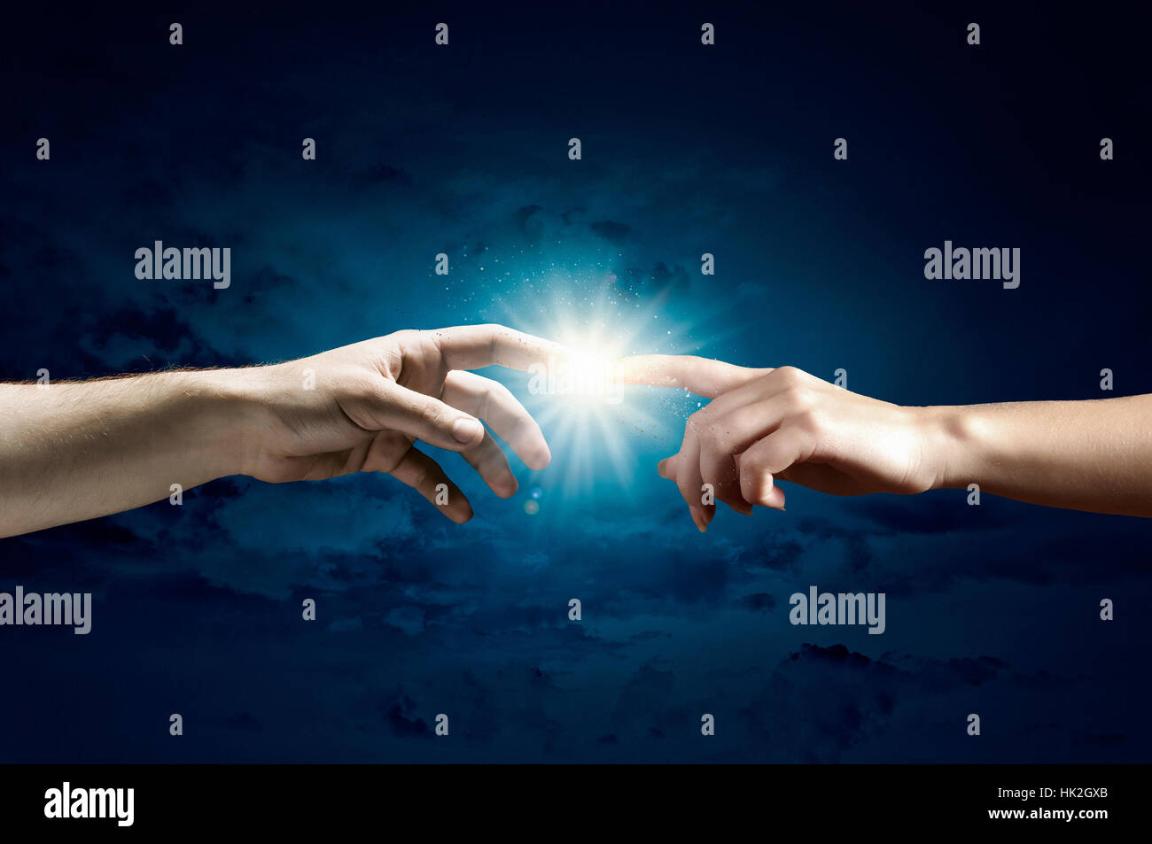 Close up of human hands reaching each other with fingers Stock Photo ...