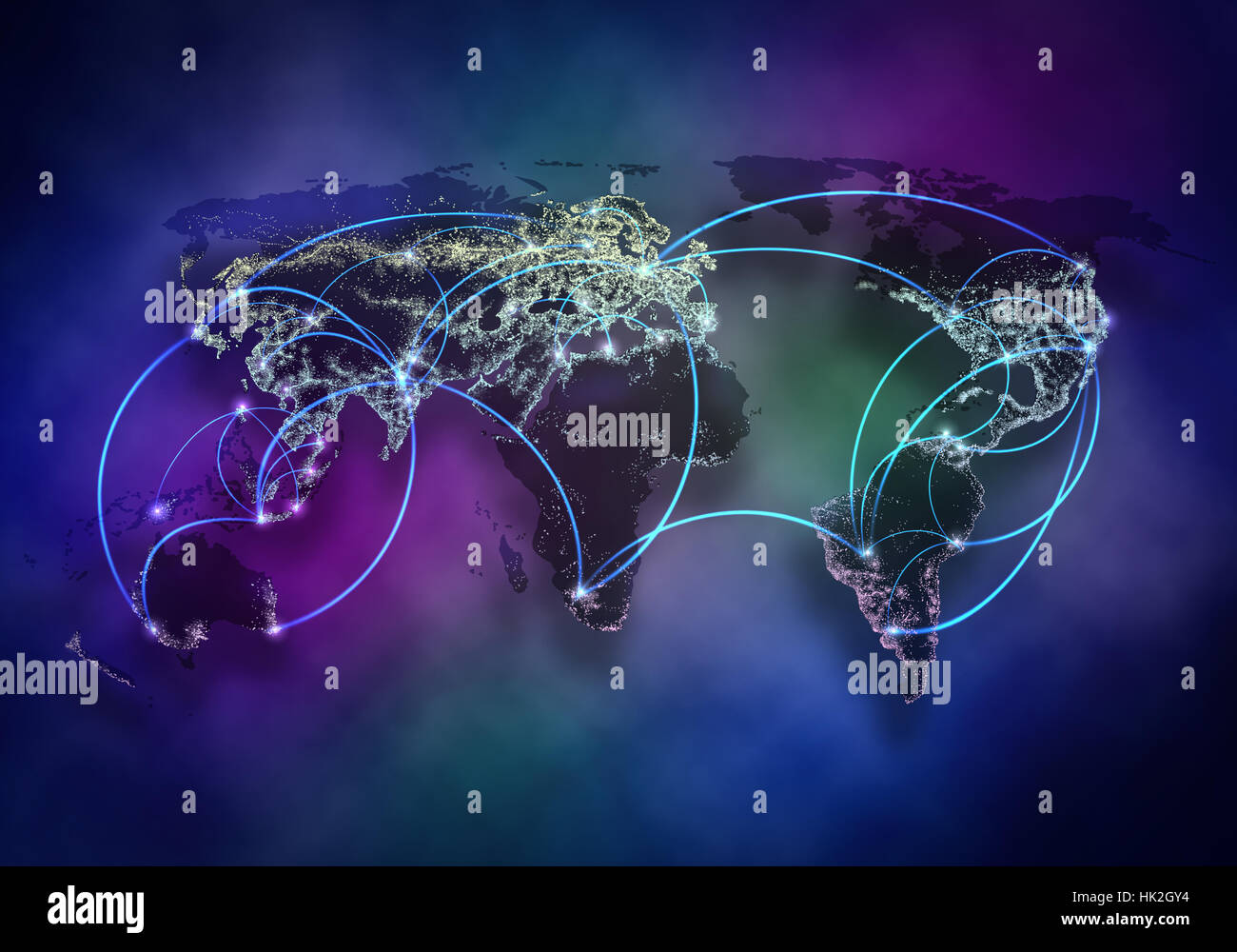 Background image with world map and connection lines Stock Photo - Alamy