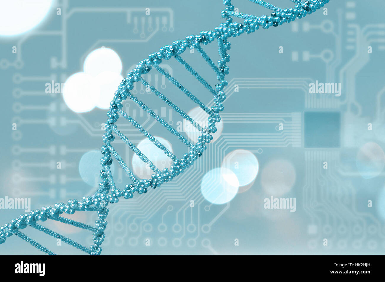 Biochemistry background concept with high tech dna molecule Stock Photo ...