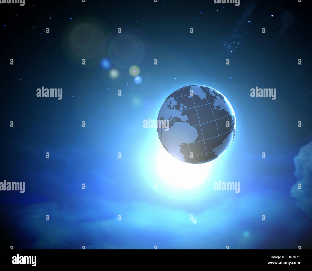 Image of earth planet in space against illustration background Stock Photo