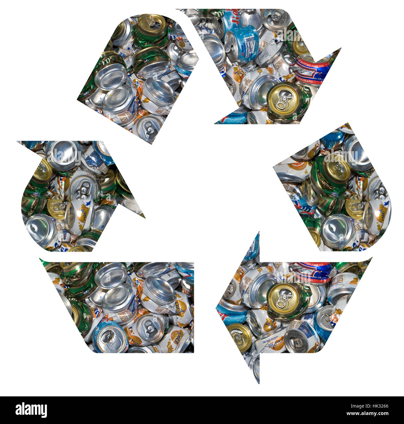 recycle symbol of crushed soda cans Stock Photo Alamy