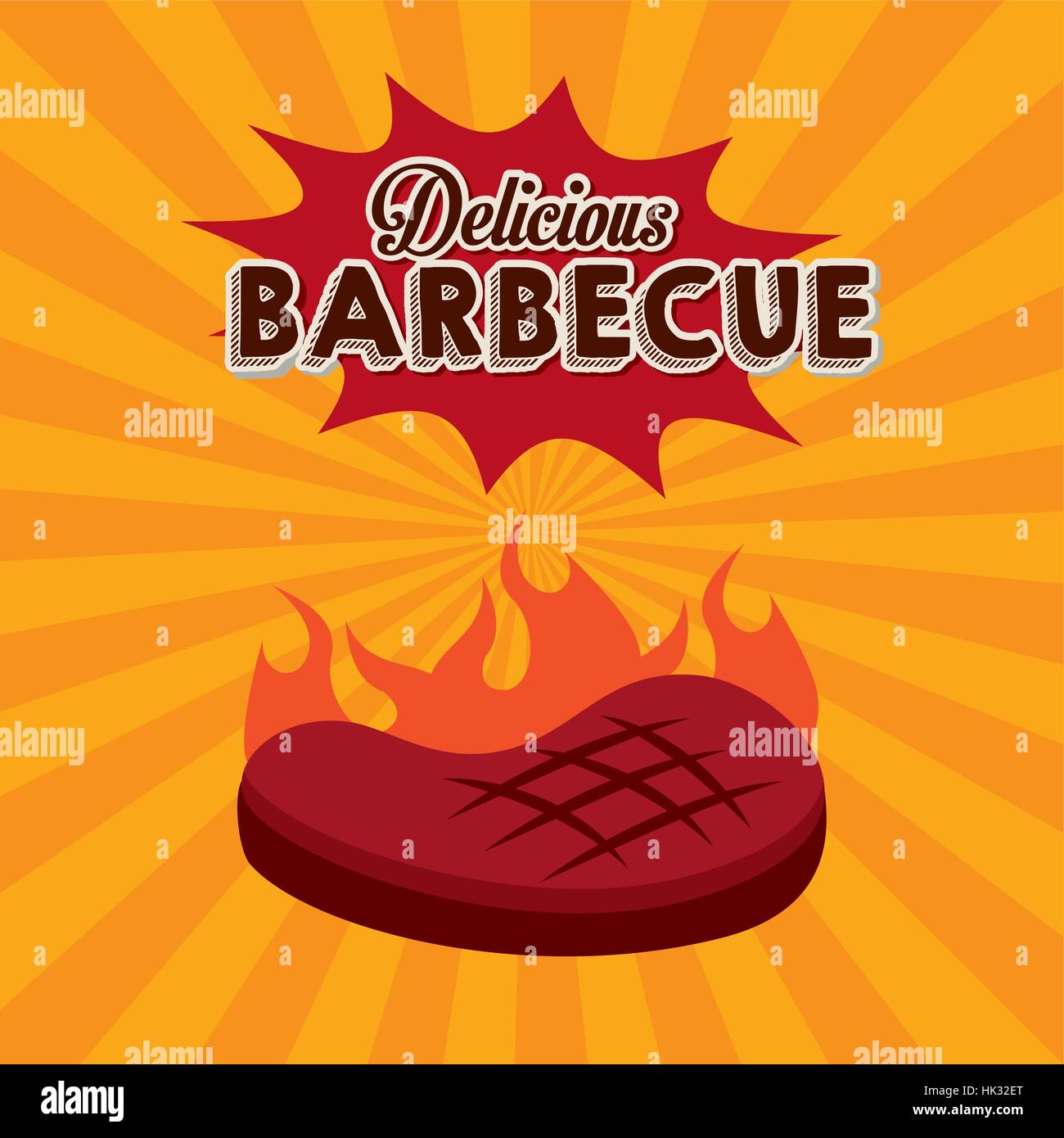 grilled steak of meat over yellow background. delicious barbecue ...