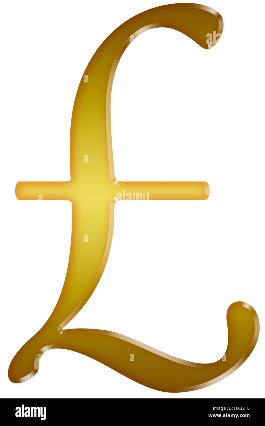 british pound sign in gold Stock Photo