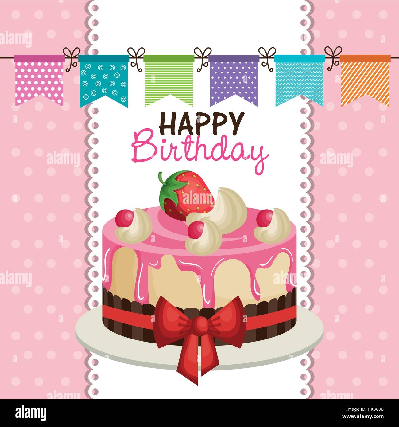 happy birthday invitation with sweet cake vector illustration design ...