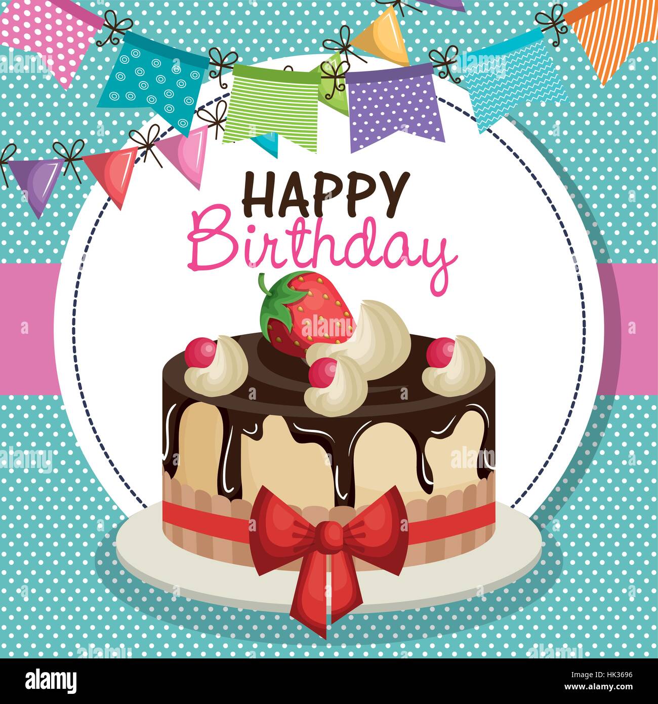 happy birthday invitation with sweet cake vector illustration design ...
