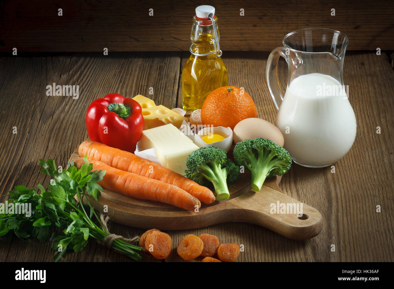 Vitamin A in food. Stock Photo