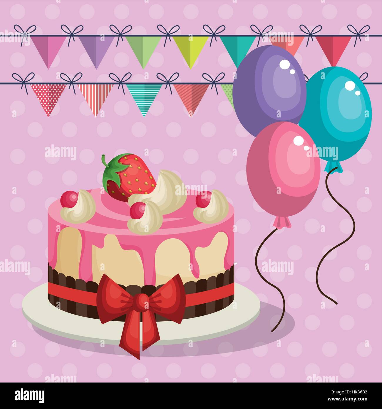 happy birthday invitation with sweet cake vector illustration design ...