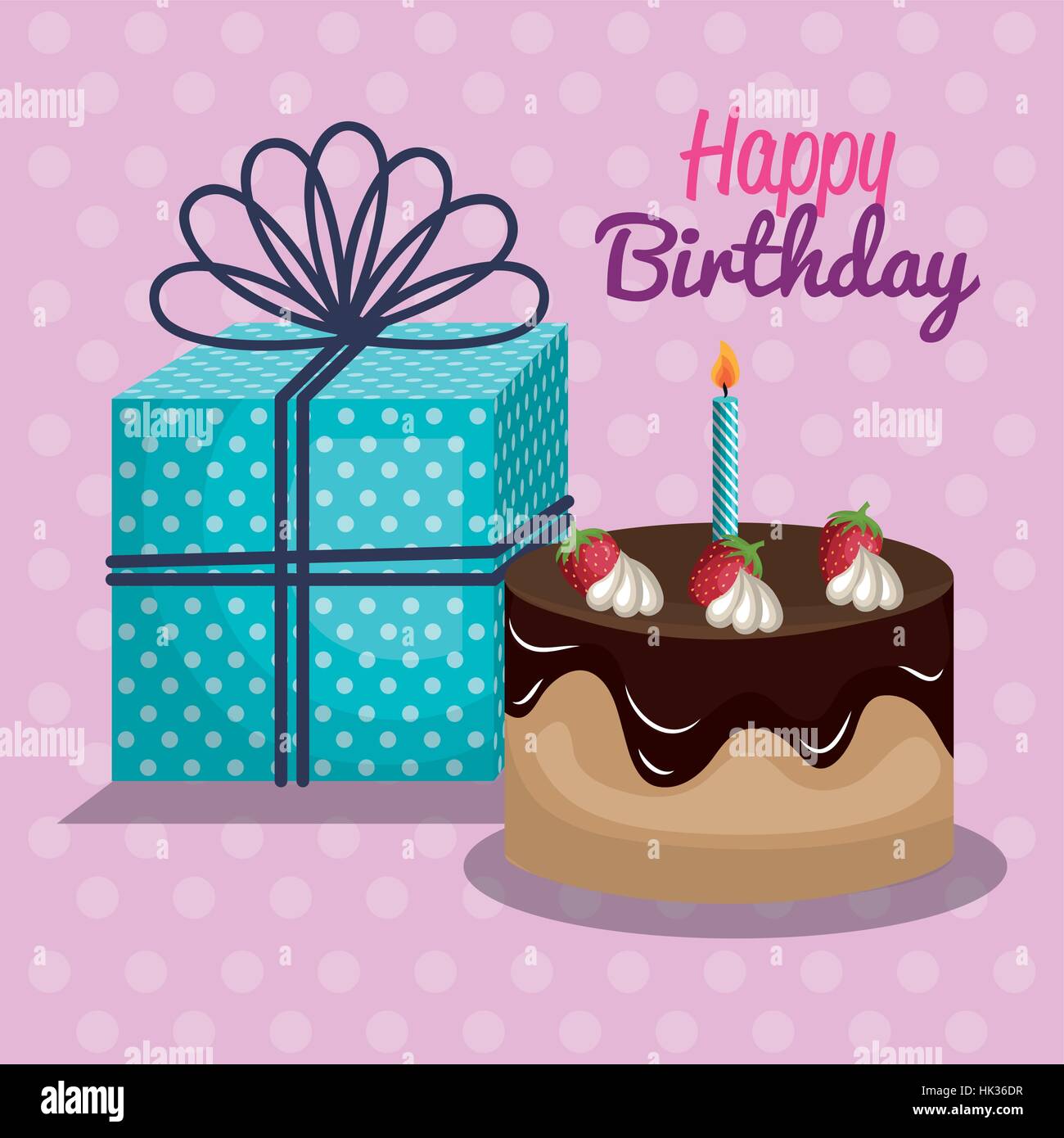 happy birthday invitation with sweet cake vector illustration design ...
