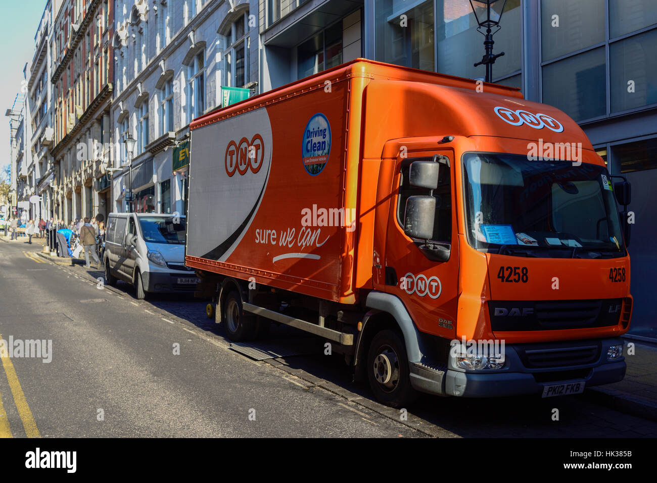 Birmingham city centre,UK.TNT Delivery Truck. Stock Photo