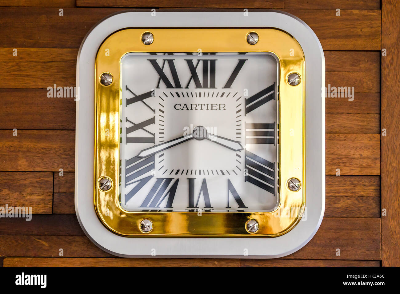 Luxury Cartier square wall clock on a 
