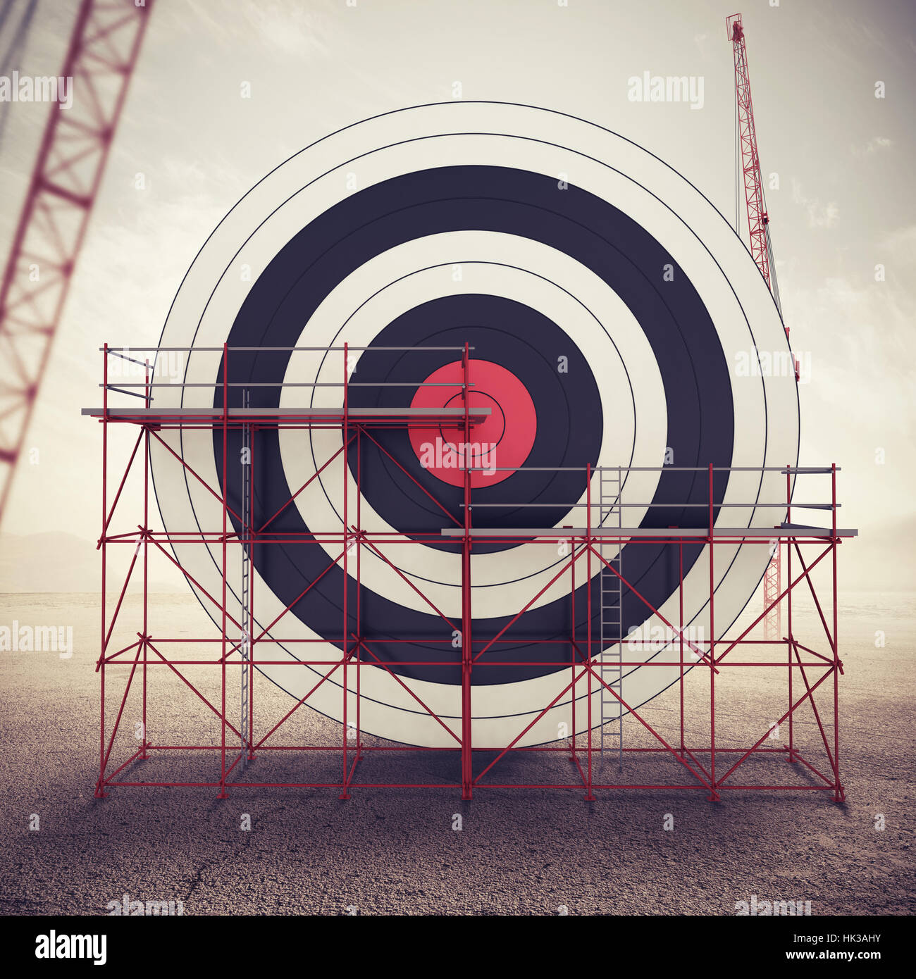 Build a business target . Mixed media Stock Photo
