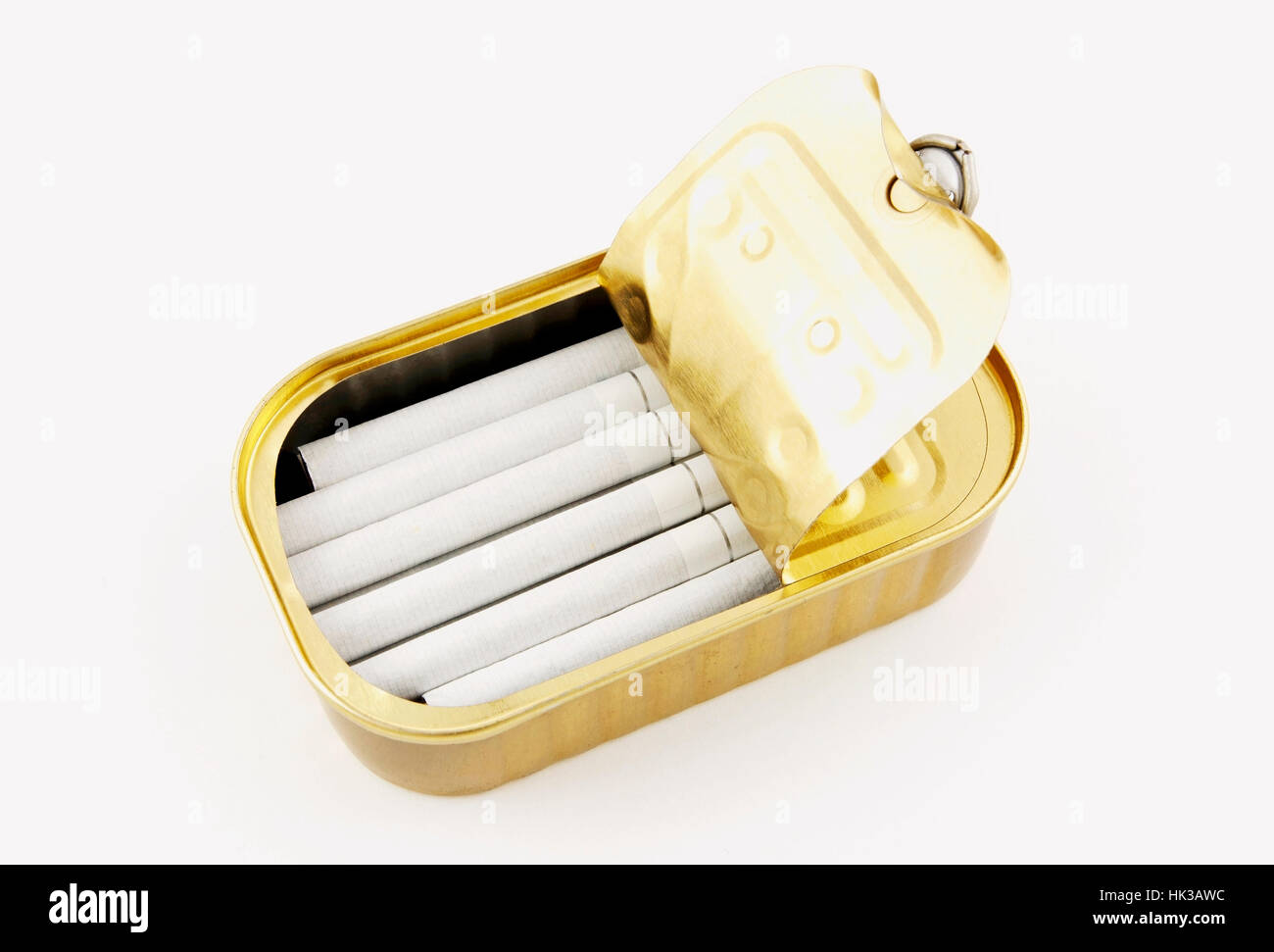 cigarettes in a can cigarette, death, tobacco, box, boxes, tin can, unhealthy, addition, can  Stock Photo